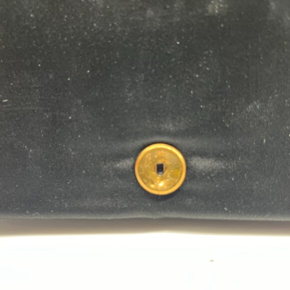 Vintage Small French Black Embroidered Floral Satin‎ Clutch Purse Evening Bag - Picture 12 of 12